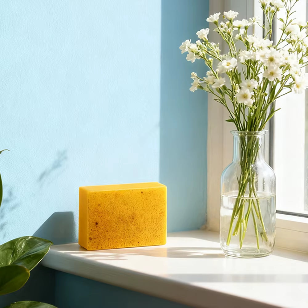 Turmeric Acne Removing and Whitening Essential Oil Soap with Collagen Protein and Citric Acid Lemon Handmade Scrubbing Soap