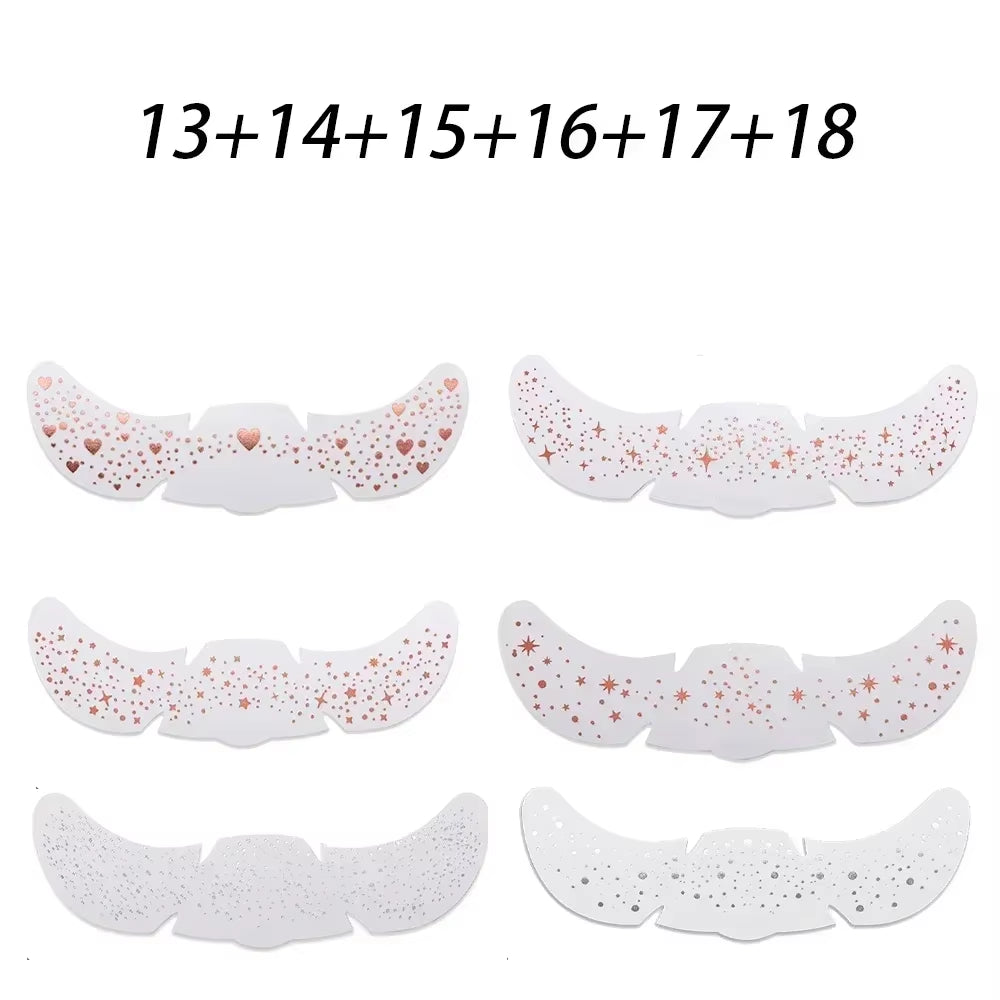 6Pcs Hot Stamping Freckles Makeup Patches Metallic Radiation Golden Silver Fake Freckles Temporary Tattoo Stickers Face Makeup