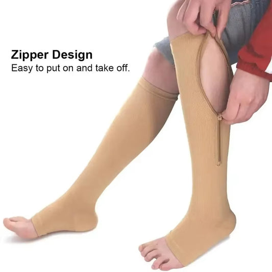 VitaZen Circulation Relief Compression Socks – Zipper Support for Leg Pain & Swelling (Unisex)
