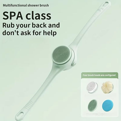 Hot Selling USB Electric Long Handle Silicone Bath Brush Electric Rotating Body Shower Cleaner Brush for Body with 4 Brush Heads