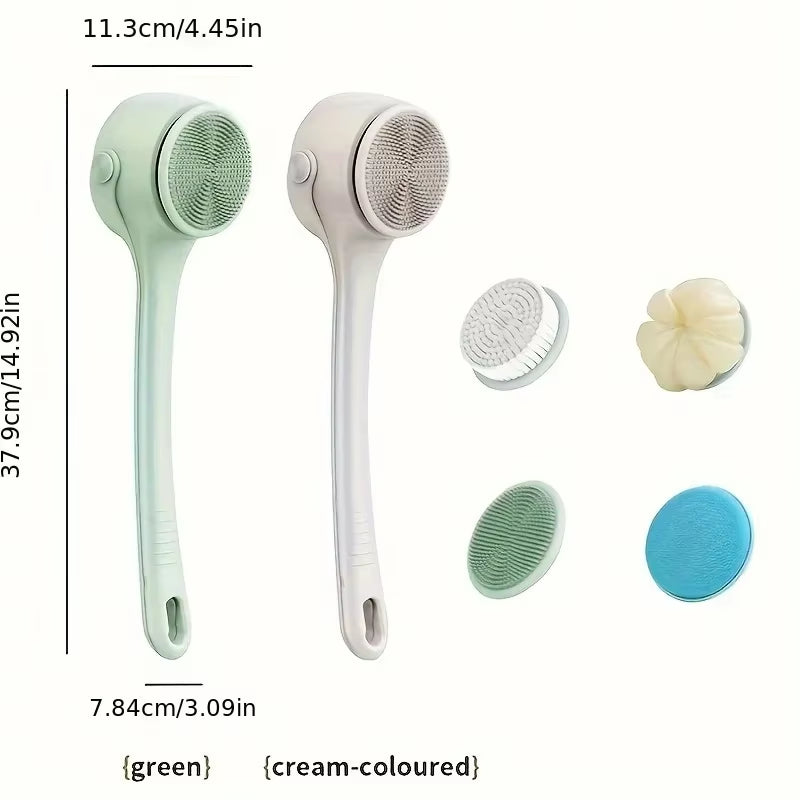 Hot Selling USB Electric Long Handle Silicone Bath Brush Electric Rotating Body Shower Cleaner Brush for Body with 4 Brush Heads