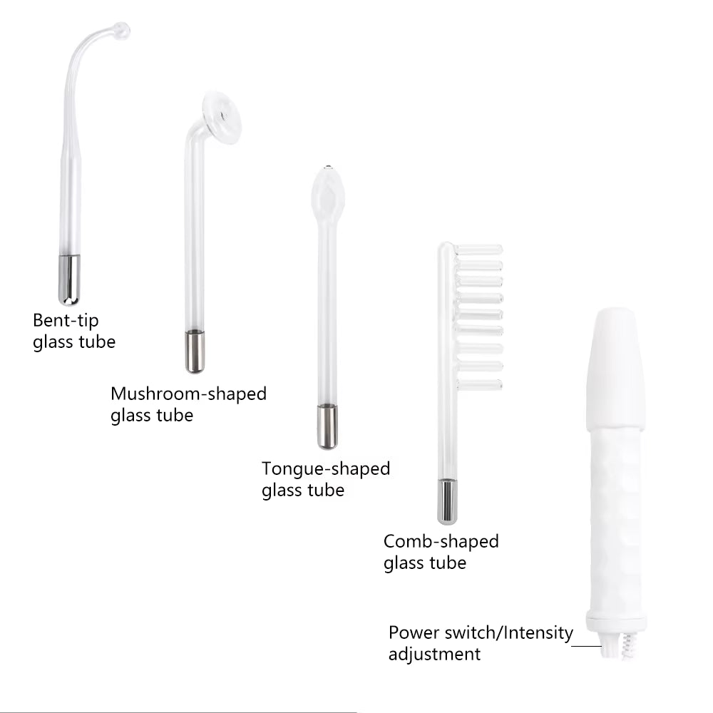 4-IN-1 Portable High Frequency Facial Beauty Machine Electrode Purple Light Glass Tube Wand Acne Massage Facial SPA Skin Care