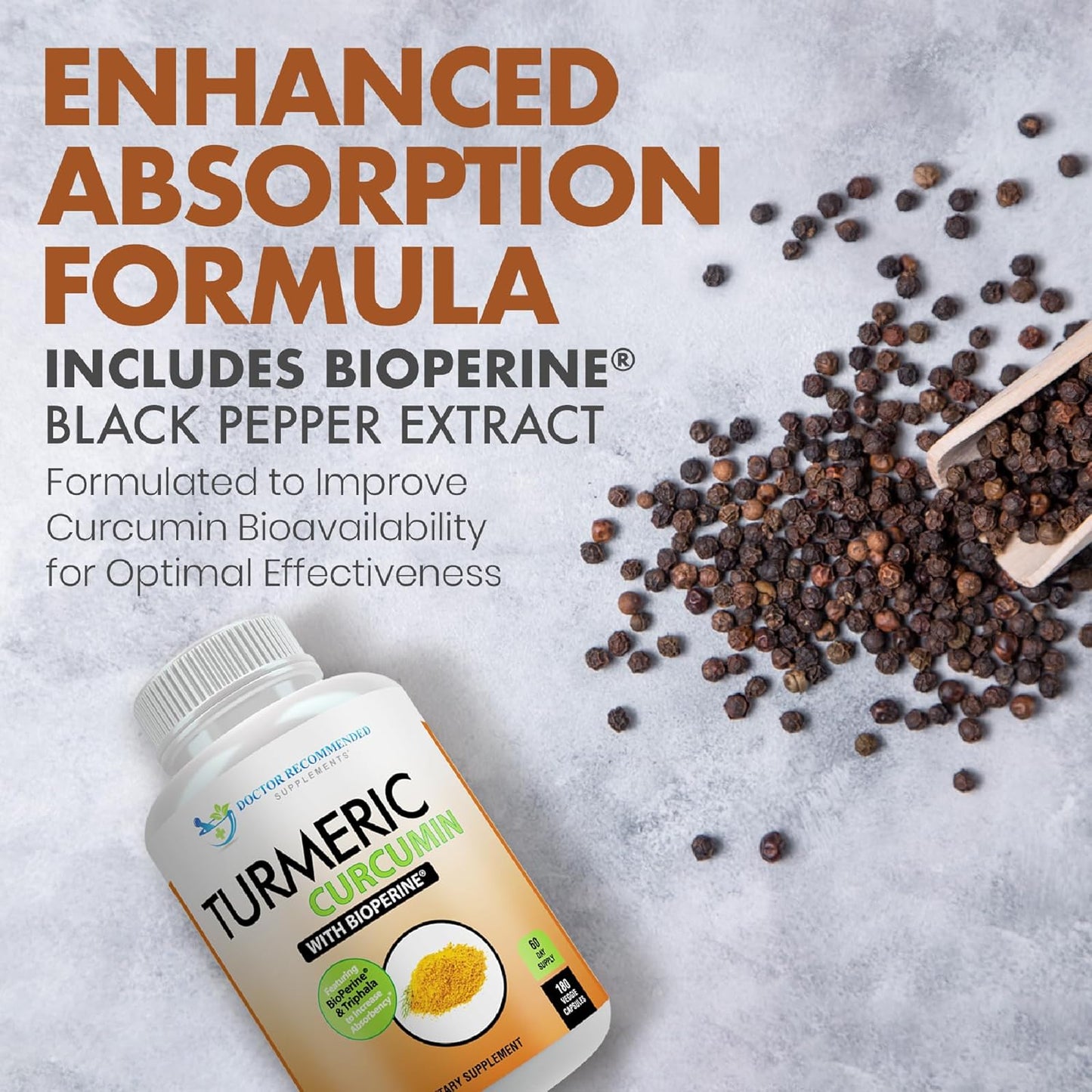 Cúrcuma Curcumina 2250mg con Bioperina | 180 Cápsulas Veganas 100% Orgánicas