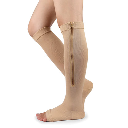 VitaZen Circulation Relief Compression Socks – Zipper Support for Leg Pain & Swelling (Unisex)