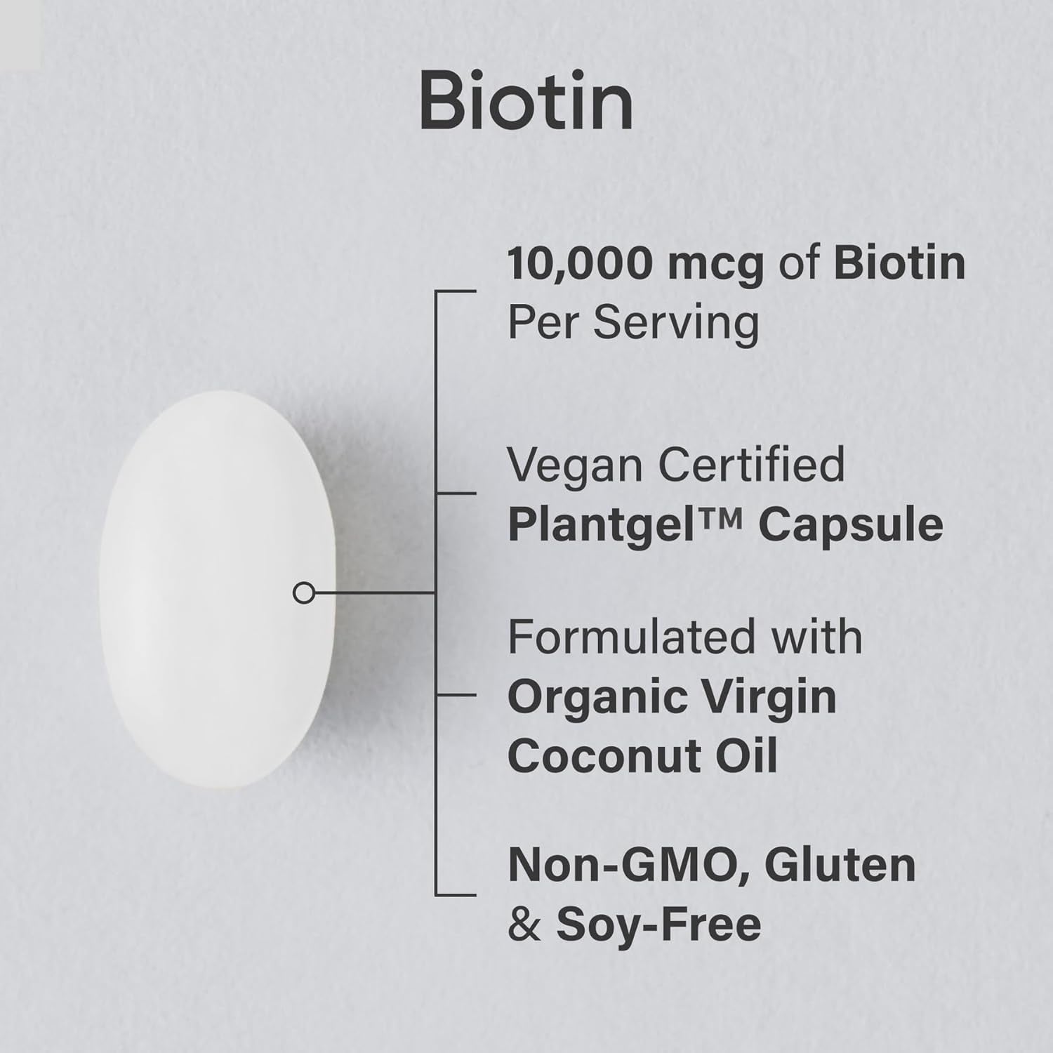 ® Biotin 10,000Mcg with Organic Coconut Oil - Biotin (Vitamin B7) for Healthy Skin and Hair Support* - for Women and Men - Vegan, Non-Gmo, Gluten & Soy-Free - 120 Veggie Softgels