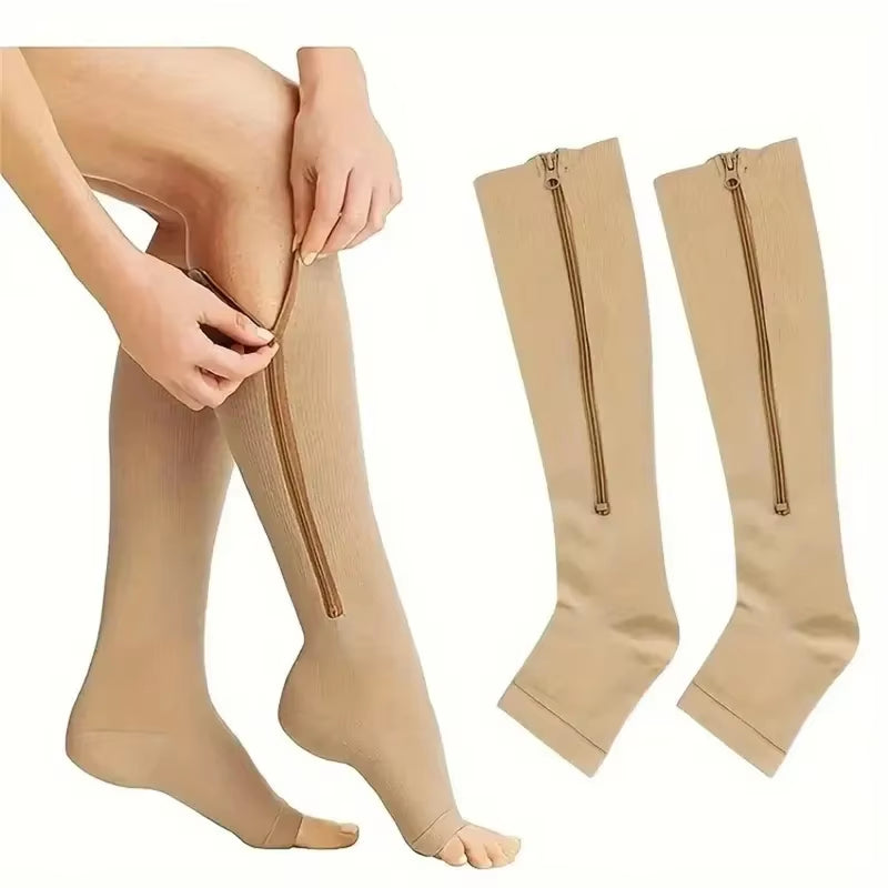VitaZen Circulation Relief Compression Socks – Zipper Support for Leg Pain & Swelling (Unisex)