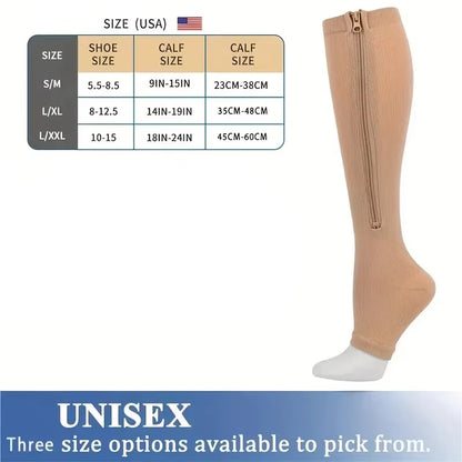 VitaZen Circulation Relief Compression Socks – Zipper Support for Leg Pain & Swelling (Unisex)