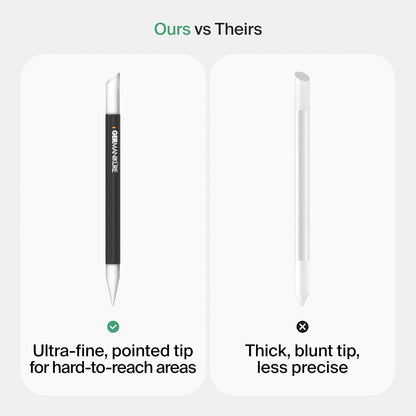 Clear Glass Cuticle Stick in Leather Sleeve - Ethically Made in Czech Republic - Cuticle Pusher & Remover, Callous & Dry Skin Fingertip File, Nail Shaper