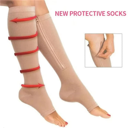 VitaZen Circulation Relief Compression Socks – Zipper Support for Leg Pain & Swelling (Unisex)