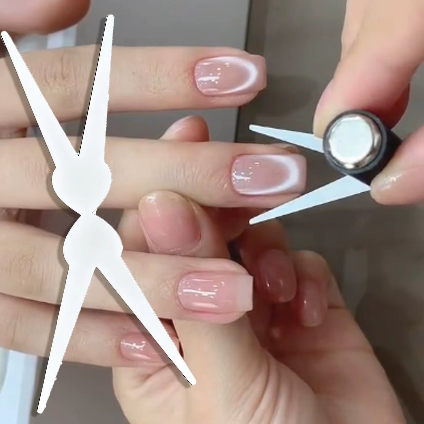 Double-Head French Nail Art Magnet Set Cat Eye Magnetic Rod Combination Nail Art DIY V-Shaped Effect Gel Nail Polish Magnet