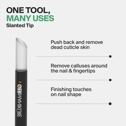 Clear Glass Cuticle Stick in Leather Sleeve - Ethically Made in Czech Republic - Cuticle Pusher & Remover, Callous & Dry Skin Fingertip File, Nail Shaper