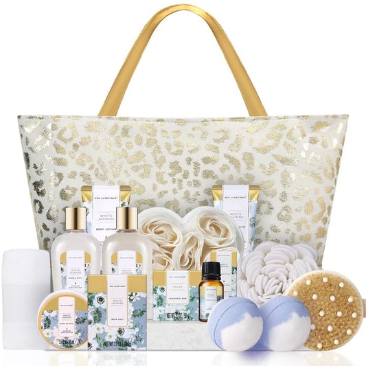 Set de Spa de Lujo 15 Piezas Jazmín Blanco | Kit Relajante de Regalo para Mujer