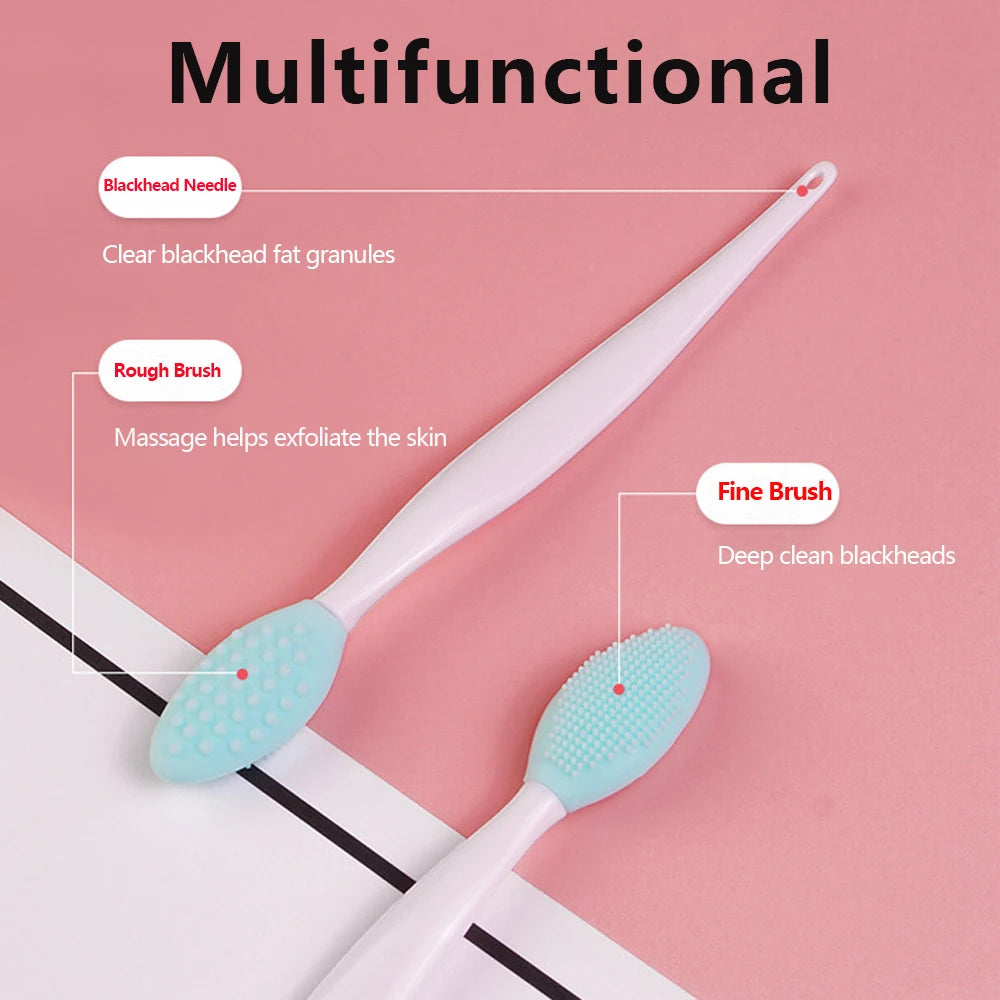 1PC/4PCS Beauty Skin Care Wash Face Silicone Brush Exfoliating Nose Clean Blackhead Removal Brushes Tools with Replacement Head